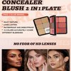 Joyeee Cream Concealer Palette/Blush Palette Kit, 2 In One Blendable Blush Concealer Contour Set with 11 Pcs Complete Makeup Brush and Storage Bag, High Impact Buildable Color, Vegan & Cruelty Free