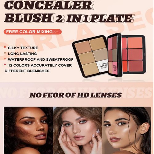 Joyeee Cream Concealer Palette/Blush Palette Kit, 2 In One Blendable Blush Concealer Contour Set with 11 Pcs Complete Makeup Brush and Storage Bag, High Impact Buildable Color, Vegan & Cruelty Free