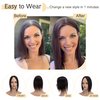 SEGO Human Hair Toppers for Women With Thinning Hair 7 * 13CM Silk Base 100% Real Human Hair Clip in Top Wiglet Hair Pieces /14 Inch No Bangs Natural Black