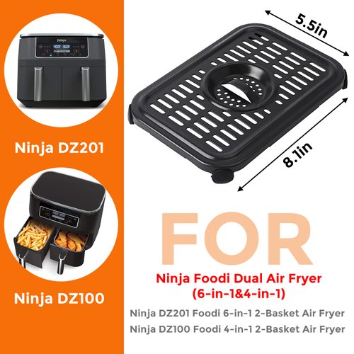 Air Fryer Replacement Parts for Ninja Foodi DualZone Air Fryers, 2 PCS Food Grade Air Fryer Accessories Grill Pan Plate Crisper Plate Rack Tray for Ninja DZ090 DZ201 DZ100 Air Fryer, Dishwasher Safe