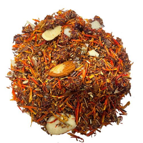 Nelson's Tea Cherry Almond Rooibos Loose Leaf Tea - Indulge in the Blissful Harmony of Green and Red Rooibos Infused with Chopped Almonds, Safflower, and Natural Cherry Flavor - Generous 1 lb. Size