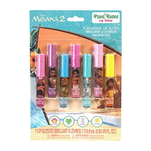 Townley Girl Moana 2 Plant Based Vegan 7 PC Flavored Lip Gloss Set For Girls Ideal for Sleepovers Makeovers Party Favors Birthday Gifts Age 3