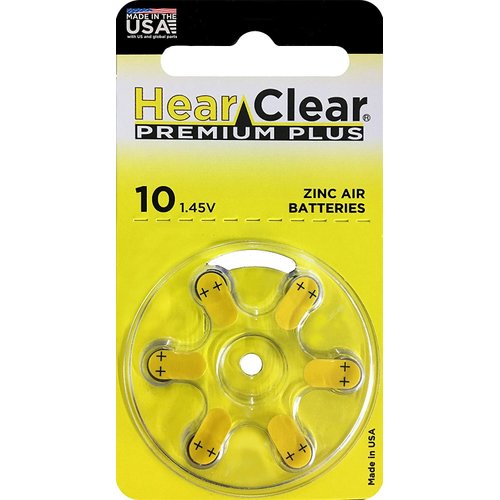 Hearclear Size 10 PR230 Hearing Aid Batteries Yellow Tab + Keychain (60 Batteries)