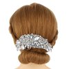 EVER FAITH Bridal Hair Accessories Crystal 5 Inch Bridal Rose Flower Bouquet Hair Side Comb Clear Silver-Tone For Women