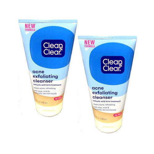 Clean & Clear Acne Exfoliating Cleanser 5 Ounce Oil-Free (147ml) (2 Pack)
