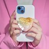 Ksadiye Expandiing Moblile Cell Phone Grip Heart Shape Glass Holder for Smartphones, Cellphone Collapsible Stand（ Pink Gold