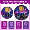 Kepeel 96 Pcs 70s Disco Party Plates and Napkins Supplies, The 70's Birthday Party Decorations 80s 90s Dance Disco Boogie Theme Party Tableware Kit, Serves 24