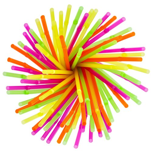 DecorRack 600 Neon Flexible Plastic Straws, BPA-Free Disposable Colorful Drinking Straws