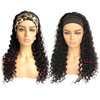 Ubetta Curly Headband Wigs Human Hair Glueless None Lace Front Wigs for Black Women Deep Wavy Brazilian Virgin Remy Human Hair Machine Made Wigs with Headband Attached 22 Inch 150% Density