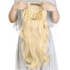 24" Long Wavy Clip in Half Head Tied Wig Blonde Premium Japanese Synthetic Kanekalon fibers Hair Extensions For Women 210g 8#