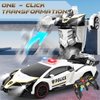 Getatoy Remote Control Car Transformer Toys for Boy 4-6 Years Old: One-Button Transforming Police Car with LED Light & 360° Rotation Drifting 2.4 Ghz Robot RC Car Christmas Birthday Gift Idea for Kids