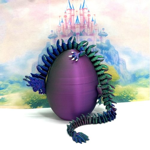 13" 3D Printed Dragon with Dragon Egg, Articulated Dragon, Red Blue Green Imperial Dragon, Dragon Fidget Toy, Home Office Decor Executive Desk Toy ID001-RBG-CLS