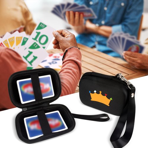 Meetikar Travel Card Games Case Compatible with Card Games Set, Hard Carrying Card Case Compatible with UNO and Phase 10 Playing Card Case (Not Including Cards) (Black)