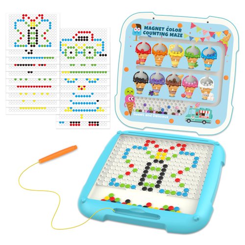 KWYZ 2 in 1 Magnetic Color and Number Maze & Drawing Board, Toddler Toys 2-3 3-5 Montessori Learning Toys for Toddlers 2-4 Years, 2 Uses Color Matching Counting Toddler Activities