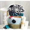 Congratulations MSW Cake Topper, Congrats Grad/Master of Social Work Cake Decor, Class of 2024 College Graduation Party Decorations Supplies, Black Glitter
