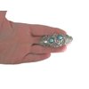 Small blue stone silver tone metal flower western hair clip barrette thin hair