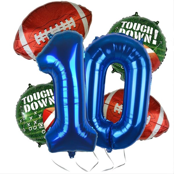 Kwuz Football Birthday Balloons Football 10th Birthday Decorations Tailgate Game Day Football Theme Sport Birthday Party Balloons Decorations Supplies Decor 32 Inch Blue 10 Balloon