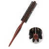 Small Boar Bristle Round Brush for Blow Drying, Styling - Wooden Handle, Soft Natural Bristles for Short/Thin Hair, Women and Men's Beard