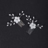 Jumwrit Bridal Flower Hair Comb Rhinestone Pearl Hair Comb Bride Wedding Hair Accessories Hair Pieces for Bridesmaids Women Silver Hair Comb
