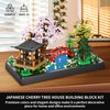 PQKIE Cherry Blossom Tree Building Set,2280 Pcs Japanese Sakura Tree House Pond Building Kit,STEM Cherry Bonsai Tree Building Set, Flower House Micro Blocks Toys, Christmas Gifts for Adults,Kids 8-14+