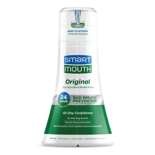 SmartMouth Original Activated Mouthwash - Adult Mouthwash for Fresh Breath - Oral Rinse for 24-Hour Bad Breath Relief with Twice Daily Use - Fresh Mint Flavor, 16 fl oz