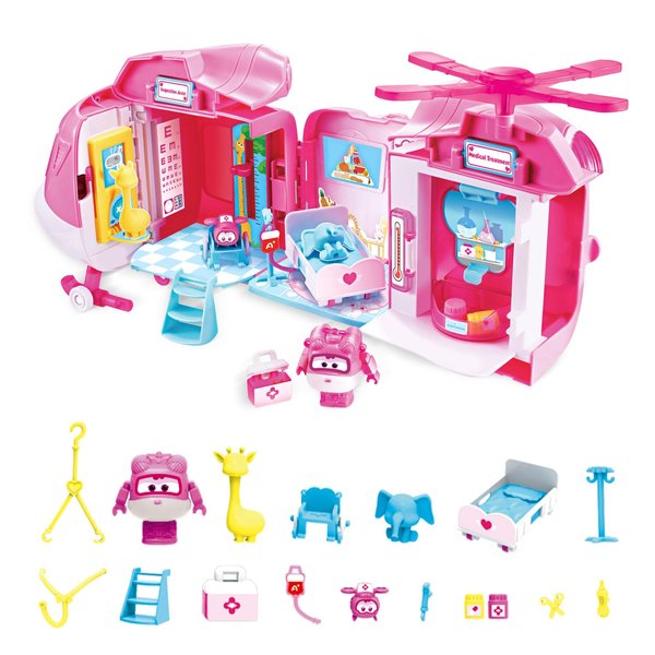 Super Wings Doctor Kit Toys, Dizzy Rescue Helicopter Doctors Play Set Toddler Toys, 2 in 1 Transformer Toys & Pretend Doctor Playset Toys, Doctor Kit for Toddlers Kids Ages 3 4 5 6 7 8 9