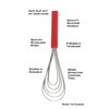 Flat Whisk Silicone Handle Non Slip 10" - 5 Wires Whisk with 10 Heads for Kitchen Cooking Color Red by Jell-Cell