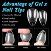 LoveOurHome 600pc Short Gel X Nail Tips Almond Fake Nails Clear XS Stiletto False Nail Tips Full Cover Artificial Fingernails Soft Gel Nail Tips for Acrylic Nails Gel X Extension Press Nails Making