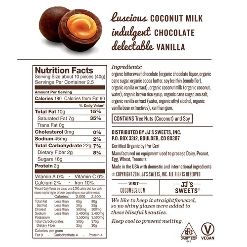 Cocomels Chocolate Vanilla Cocomel Bites, Organic, Dairy Free, Vegan, Gluten Free, Non-GMO, No High Fructose Corn Syrup, Kosher, Plant Based, (1 Pack)