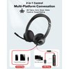EAGLEND USB Headset with Mic for PC, On-Ear Computer Laptop Headphones with Noise Cancelling Microphone in-line Control for Home Office Online Class Skype Zoom