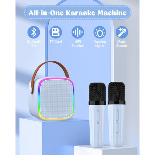 Texpot Karaoke Machine with 2 Wireless Microphones, Kids Toys Portable Bluetooth Speaker for Kids Adults Toddler, Christmas Girls Toys for 4 5 6 7 8 9 10 12 Year Old Birthday Gift Ideas (Blue)
