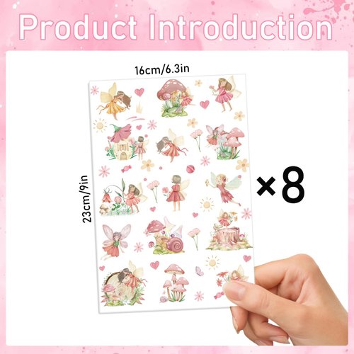 Gameza Fairy Temporary Tattoos - 224+ Fairy Temporary Tattoos for Kids Fairy Party Favors Supplies Decorations Fake Fairy Mushroom Tattoos Stickers Girls Birthday Party Classroom Fairy Tattoos Reward