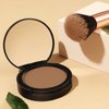 FOCALLURE Flawless Pressed Powder, Control Shine & Smooth Complexion, Pressed Setting Powder Foundation Makeup, Portable Face Powder Compact, Long-Lasting Matte Finish, Almond