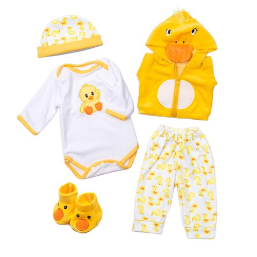 Babyfere Reborn Baby Doll Clothes Yellow Duck Outfits for 16-18 Inch Baby Doll,17 Inch Reborn Newborn Baby Doll Clothes Accessories Girl & Boy