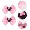 2 Pairs Mouse Ears Hair Clips & Mouse Hair Bows Barrettes for Women Girls Costume Accessories Birthday Party Decorations Pink