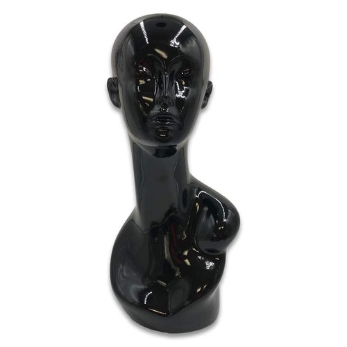 N'icePackaging - Life-Sized Glossy Black Mannequin Head - Poly-Resin - For Merchandise or Showcase - Free-Standing - Hats/Wigs/Necklace/Scarfs