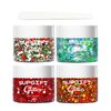 Christmas Body Glitter Gel SUPGIFT 4 Colors 8.5oz Holographic Chunky Mermaid Iridescent Laser Liquid Star Flower Leaf Sequins for Makeup Face Eyeshadow Hair with Spoon
