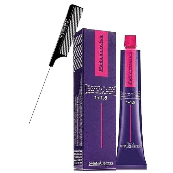 Salerm Cosmetics VISION Salermvision Permanent Cream Hair Color Dye (w/Sleek Steel Pin Rat Tail Comb) Haircolor Creme, Gray Coverage in 30 minutes (6,6 - Reddish Dark Blond)