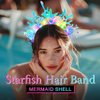 JEAIRTS Light Up Shell Headband Glowing Starfish Hair Band Led Pearl Mermaid Costume Hair Accessories for Women
