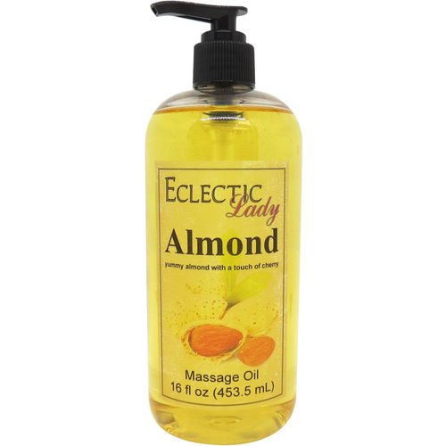 Almond Massage Oil, 16 oz, With Sweet Almond Oil and Jojoba Oil, Preservative Free, Perfect for Aromatherapy and Relaxation