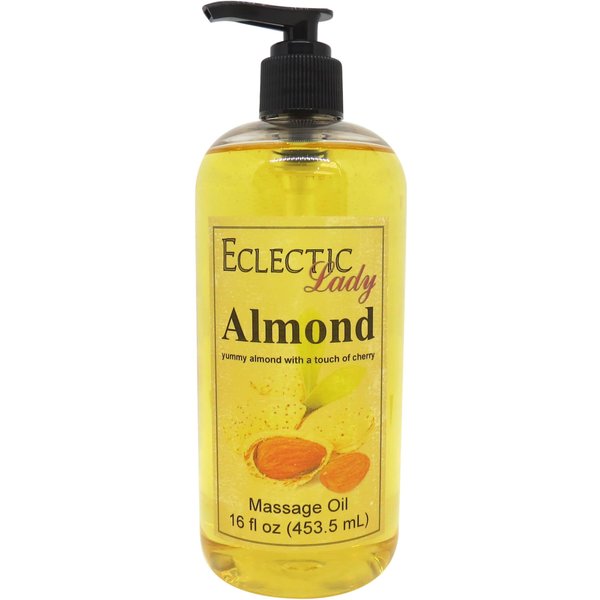 Almond Massage Oil, 16 oz, With Sweet Almond Oil and Jojoba Oil, Preservative Free, Perfect for Aromatherapy and Relaxation