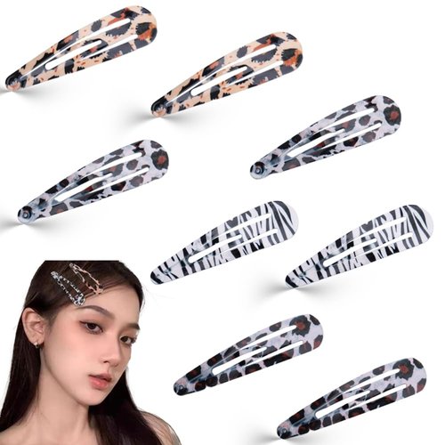 Y2k Snap Clips for Women Girls Thick Hair Decorations for Braids Ponytails Hair Barrettes for Women Girls Animal Cheetah Hair Clip for Toddler Girls Women Gothic Hair Accessories Goth 8 PCS
