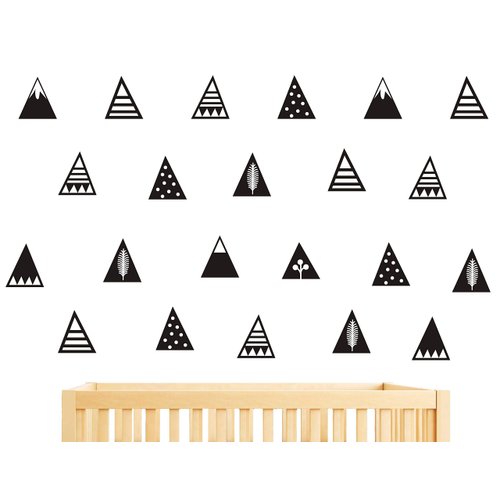 Mountain Wall Decals,8 Different Pattern,Removable Vinyl Wall Stickers for Baby Kids Boy Girl Bedroom Nursery Decor A16 (Black)
