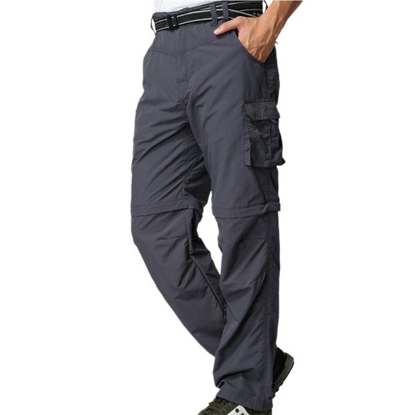 Mens Hiking Pants Quick Dry Outdoor Lightweight Convertible Fishing Zip Off Cargo Work Pants Trousers,Grey,36