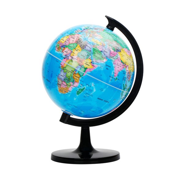 Exerz 8" World Globe - Political Map Educational Globe - Self Assembled School Globe - Spinning Globe