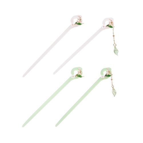 4pcs Chinese Traditional Flower Hair Sticks, Acetic acid Bell Orchid Hanfu Hairpin Cheongsam Headdress, Floral Tassel Hair Sticks Headwear for Women