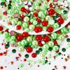 Towenm 60g Mix Pearls and Rhinestones, Flatback Rhinestones and Pearls for Crafts Tumblers Shoes Nails Face Art, 2mm-10mm Mixed Sizes Half Pearls and Rhinestones, Red|Green|White