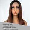 SOKU Ombre Brown Lace Front Wigs With Baby Hair Synthetic Straight Bob Wigs 16 Inch Medium Length Straight Heat Resistant Wigs For Daily Party Use