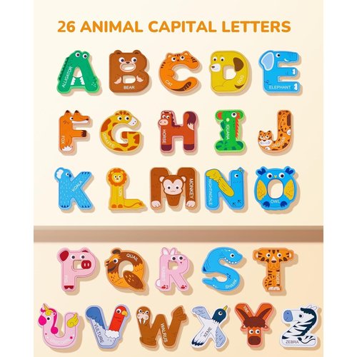 JoyCat Magnetic Letters, Alphabet ABC Fridge Magnets for Toddlers & Kids, Cute Educational Animal Toys, 26 Uppercase Refrigerator Magnets, Great Spelling Learning Gift for Preschool 2 3 4 5 Years Old
