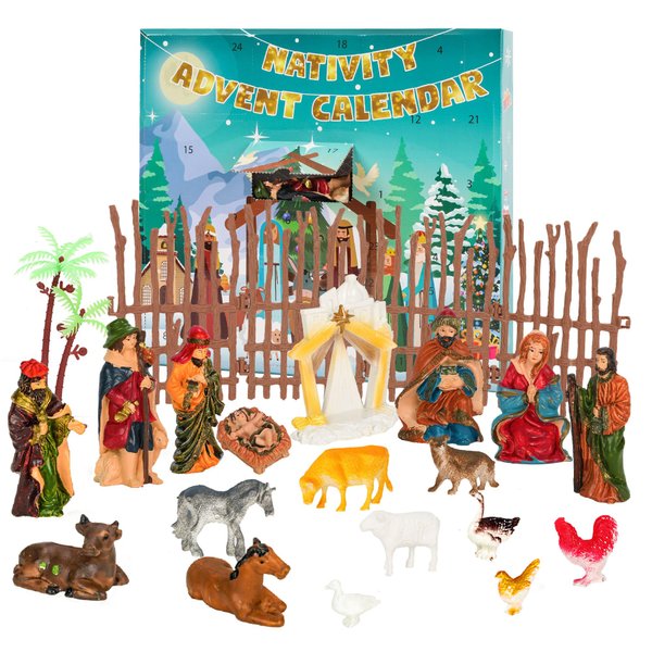 Nativity Advent Calendar 2024, Christmas Countdown Calendar with Nativity Scene Set - Christmas Advent Calendar for Toddlers Kids Adults Christian Religious Christmas Gifts Stocking Stuffers